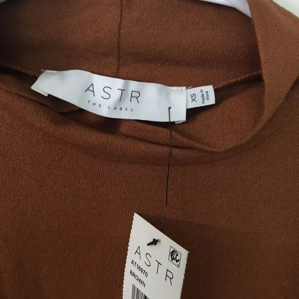 ASTR The Label  Mock Neck Brown Shrug Top Sz XS - Picture 4 of 10